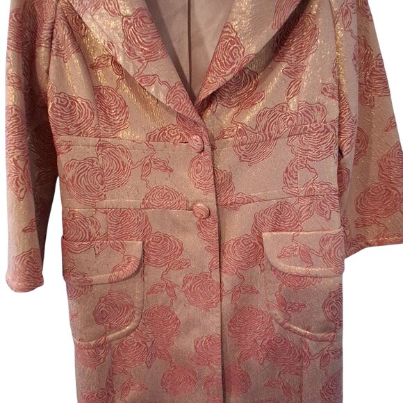 Banana Republic jacket coat womens M pink metallic silk blend 3/4 sleeve Brocade - Picture 4 of 4